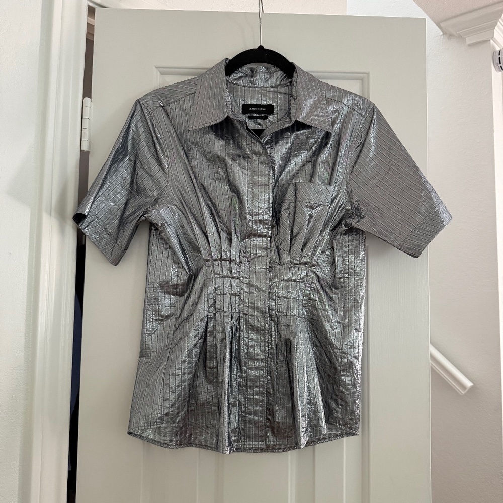 Isabel Marant Silver Cinched Waist Blouse Size 36